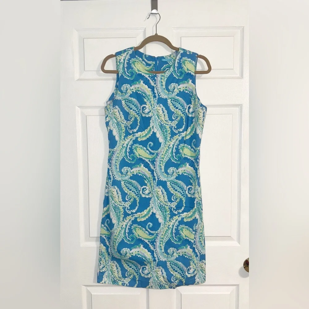 J. McLaughlin Blue Paisley Sleeveless Sheath Dress - Picture 5 of 7